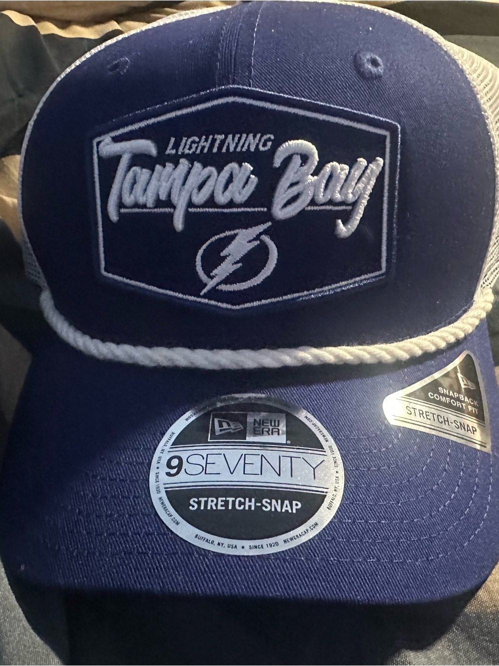 New Era Tampa Bay Lightning Navy and White Rope-Trim Snapback